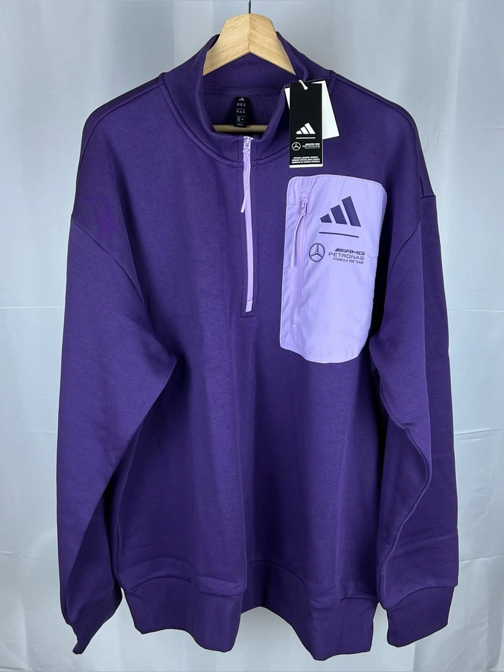 adidas Mercedes AMG Petronas F1 1/4 Zip Pullover Purple JX8815 Men’s L NWT Large